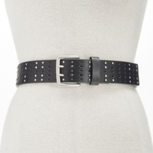 Black Flat Strap Belt with Multi Finish Studs (M)